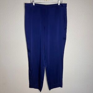 ST‎ JOHN Emma Liquid Satin Wide Leg Cropped Pants Size 16